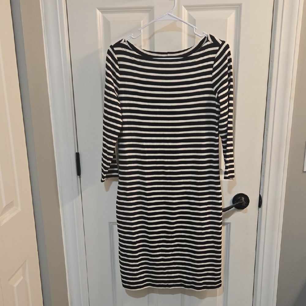 GAP Black and White Sheath Dress with Bateau Neckline